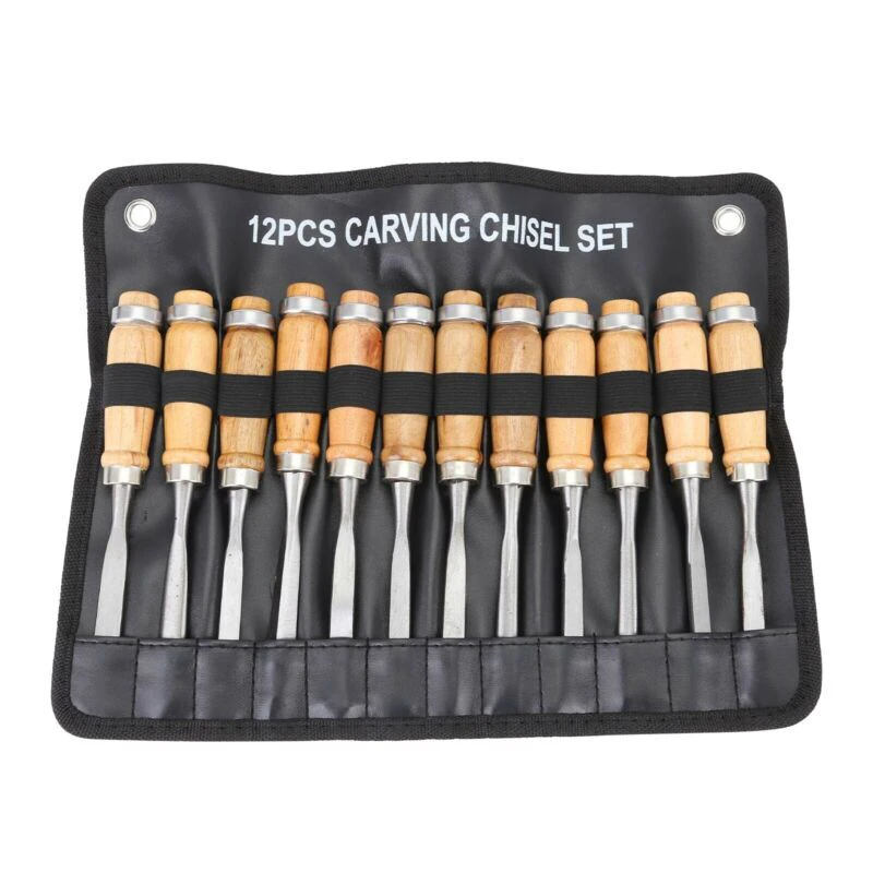 12pcs Carving Chisel Set for Wood Turning Lathe Chisel Woodworking Carving Woodturning Tool