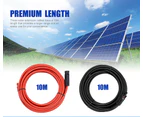 ATEM POWER 2 X 10M Extension Cable Wire Connectors Solar Panel To Regulator 4mm2 12Awg