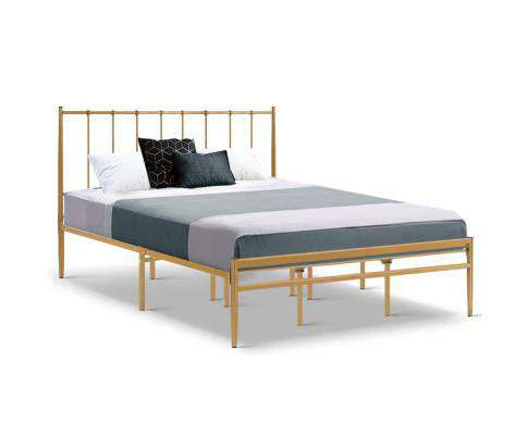 Big Bedding Australia Metal Bed Frame Platform Foundation Wooden Gold Amor