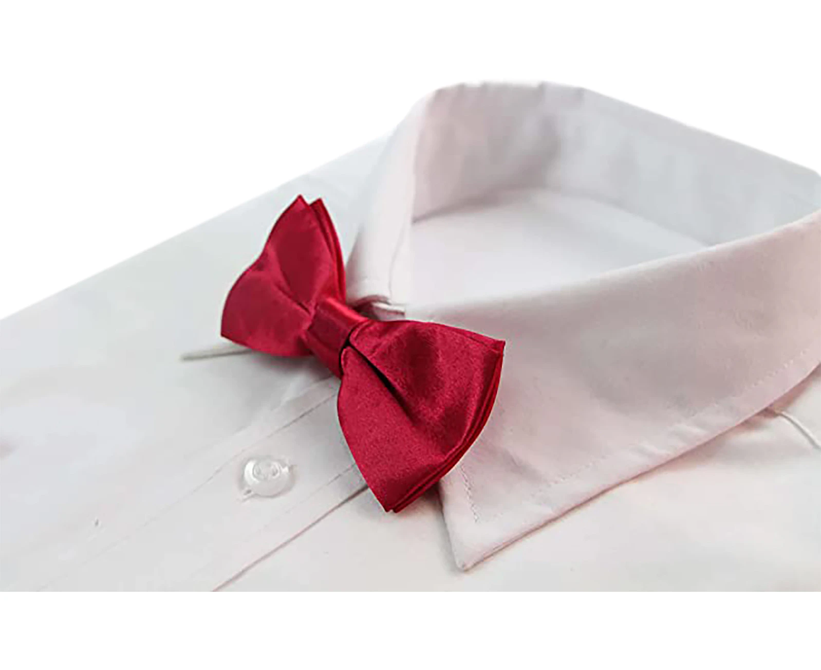 Boys Dark Red Plain Bow Tie Polyester