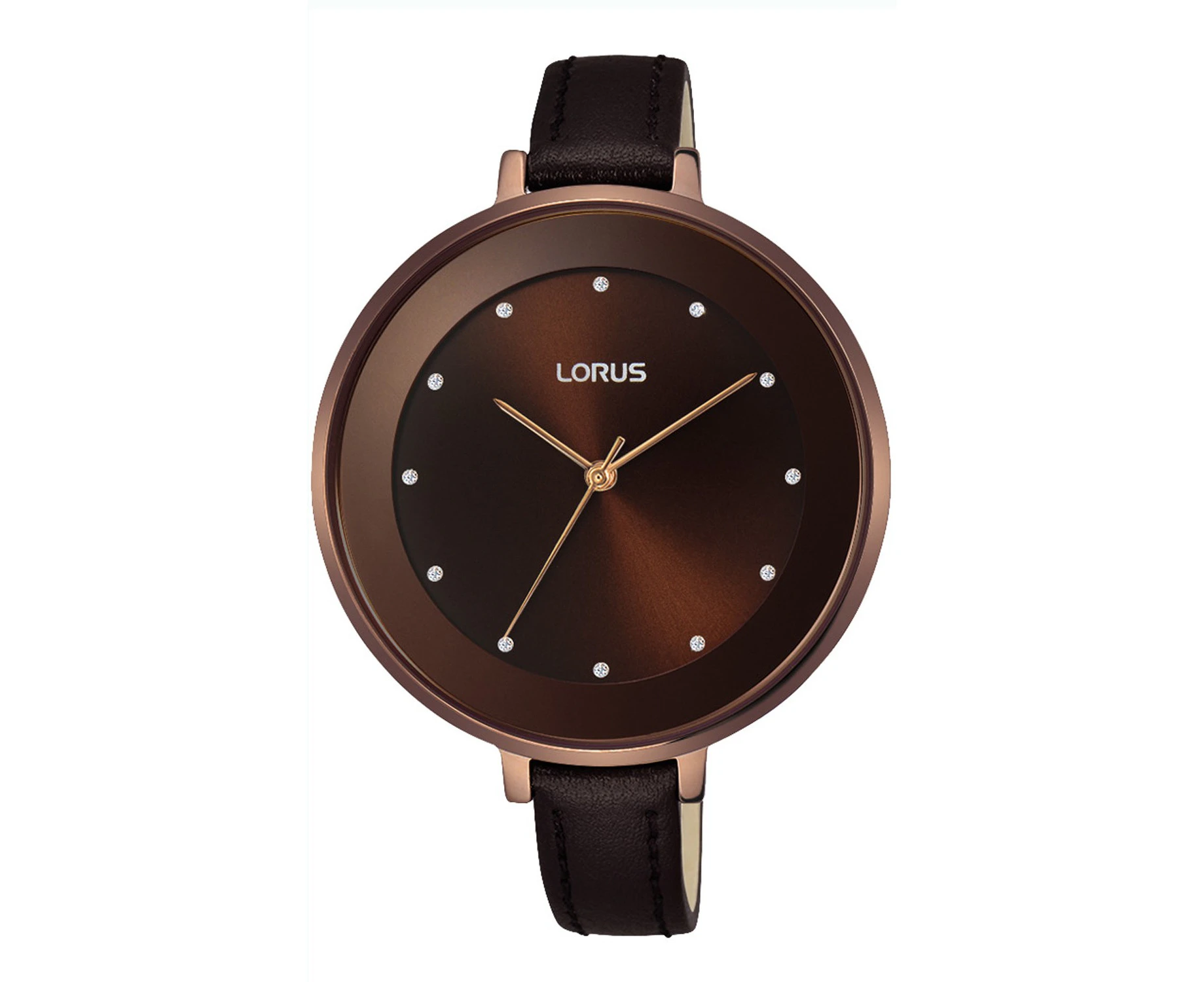 Lorus woman Women Analog Quartz Watch with Leather bracelet Brown