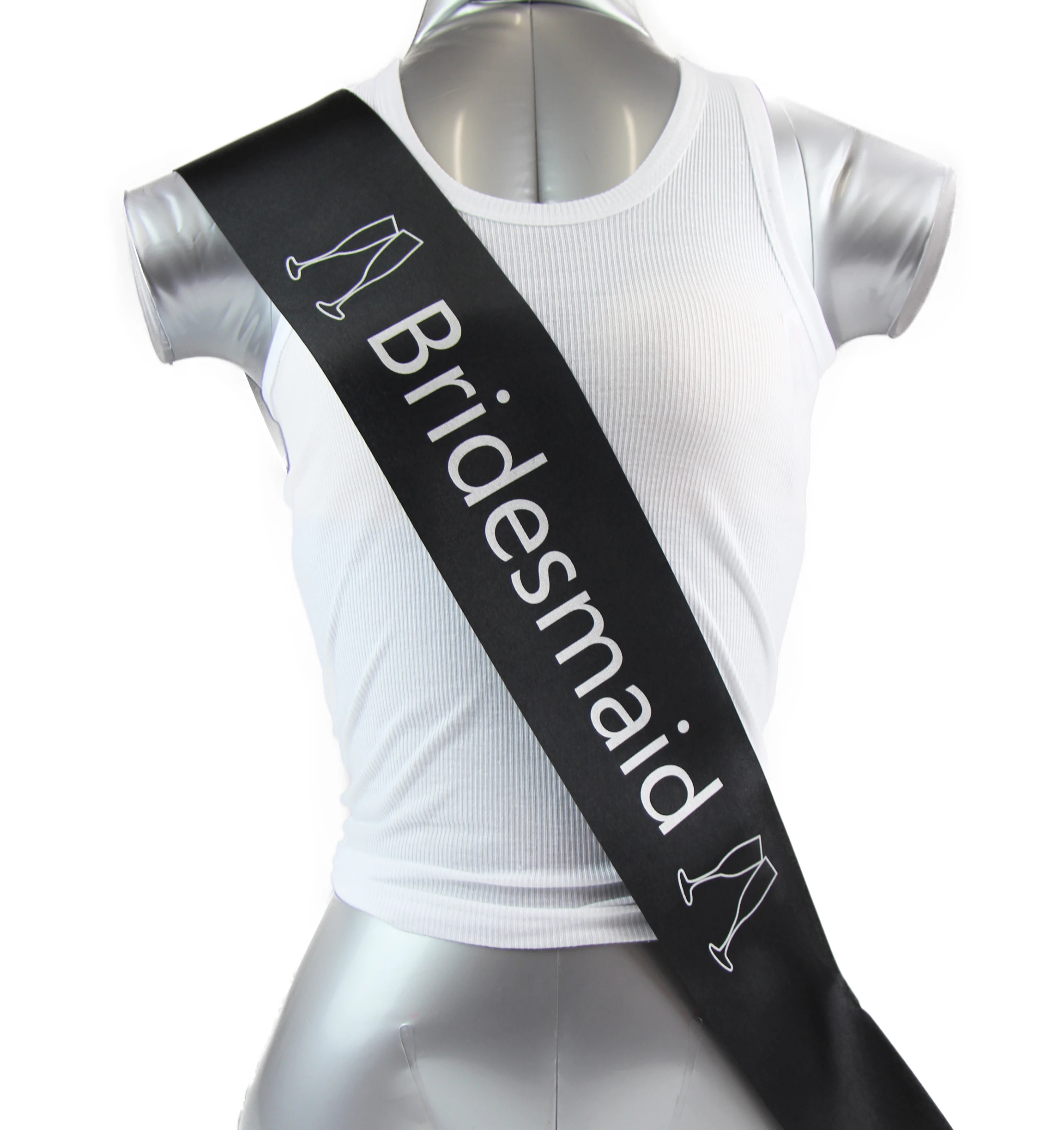 Women Bridal Hens Night Sash Party Black/Silver - Bridesmaid