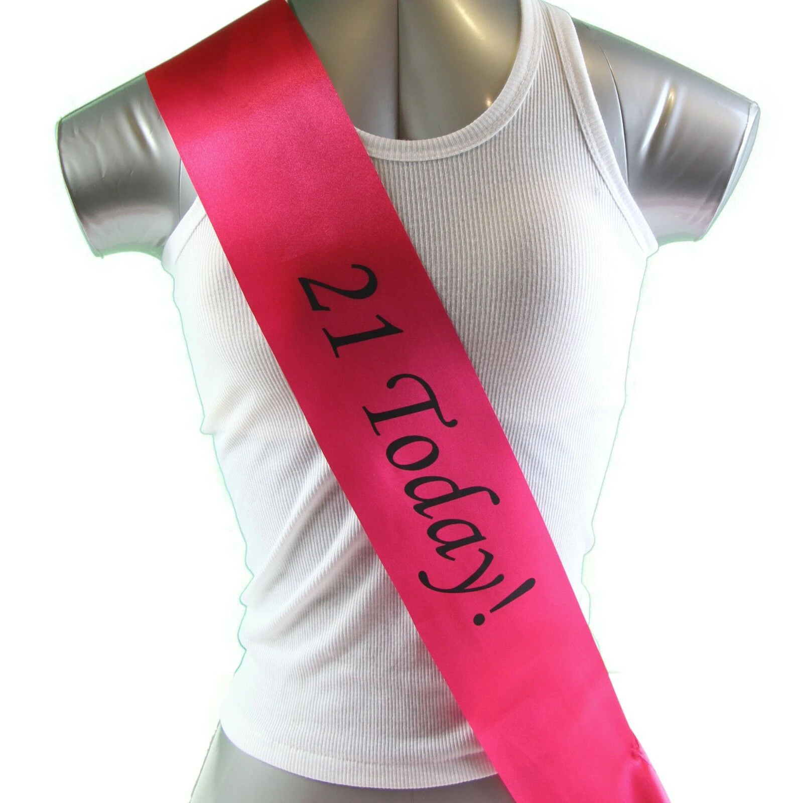 Women 21st Birthday Sash - 21 Today! Party - Hot Pink/Black Monotype Font