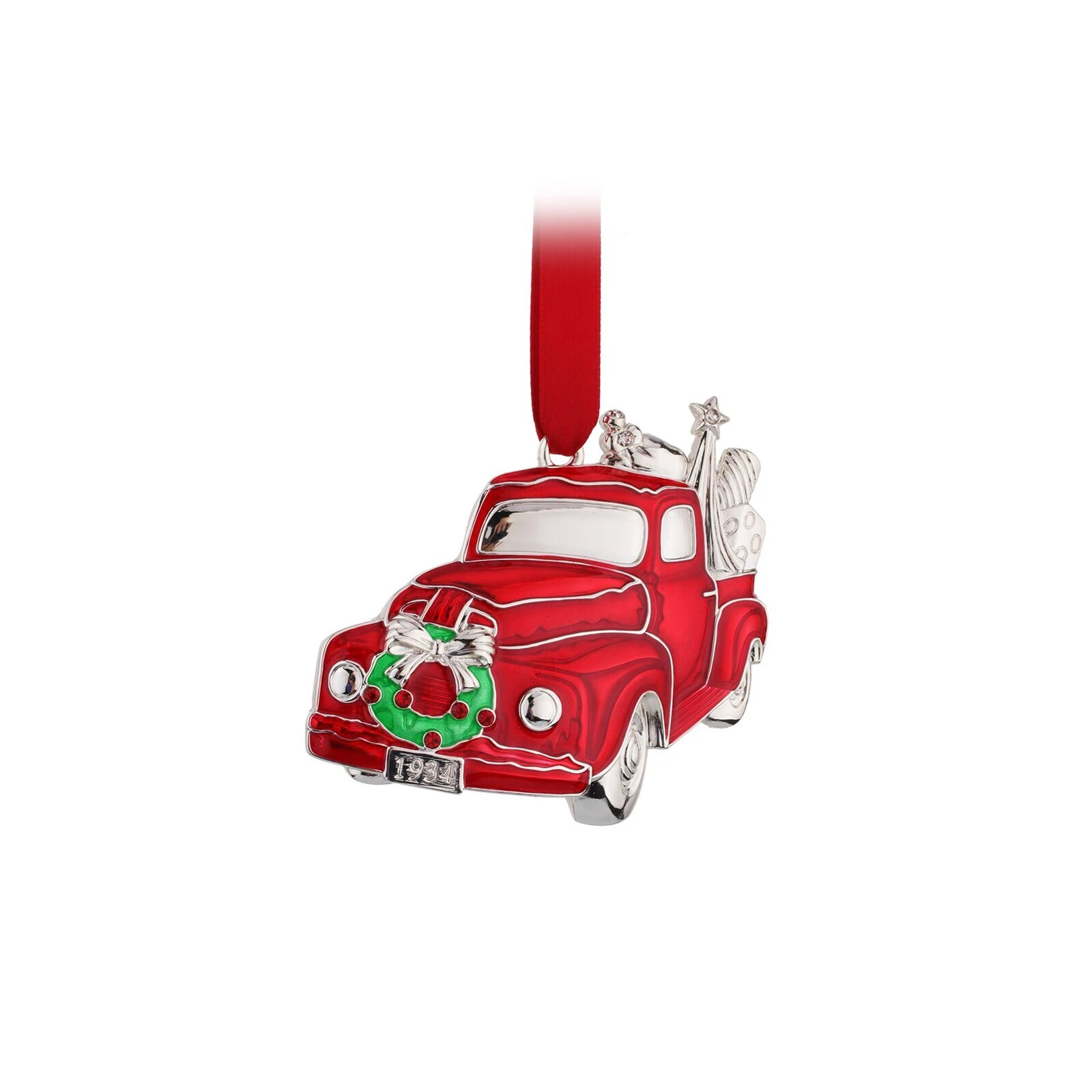 Whitehill Silver Christmas Red Truck Hanging Ornament 8cm