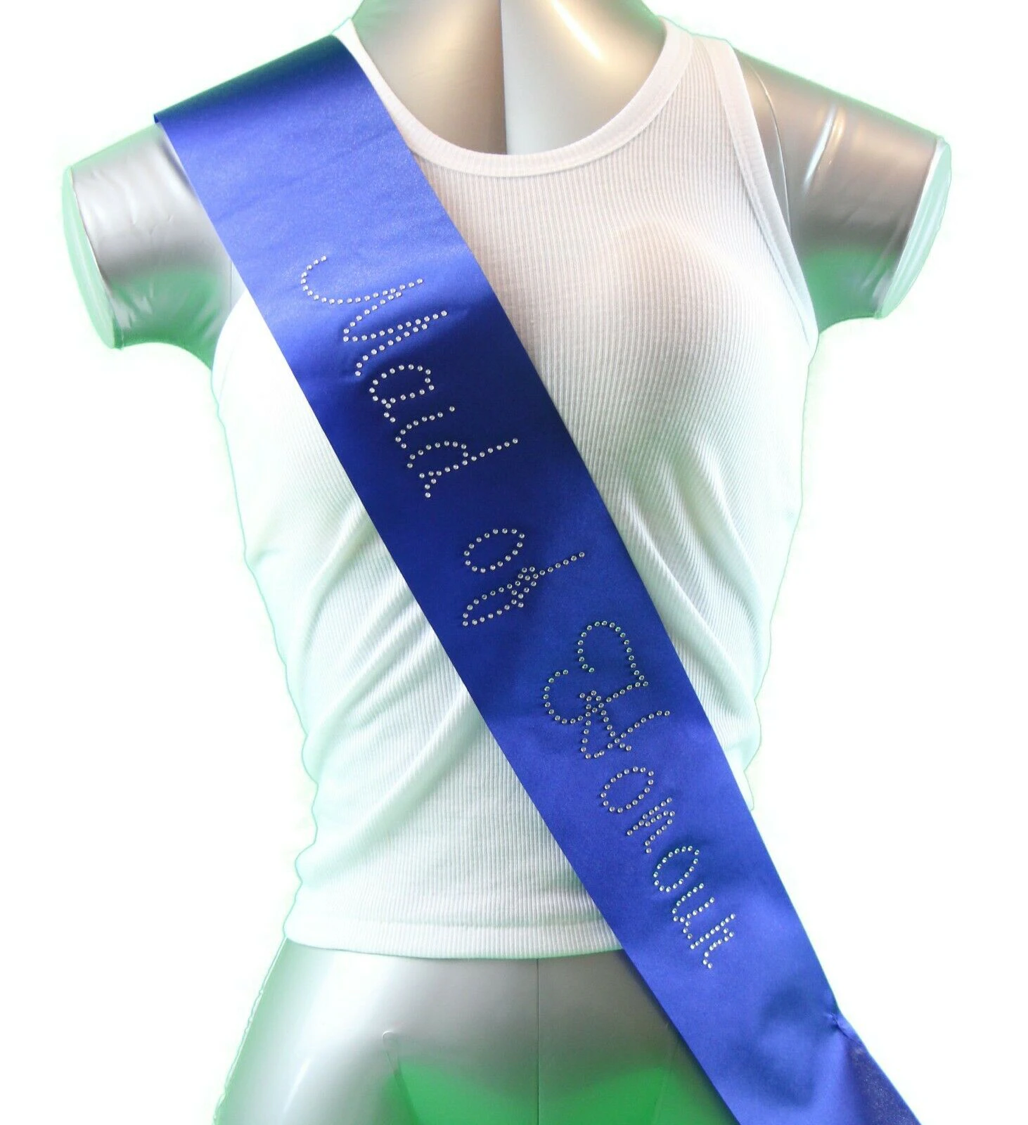 Women Hens Sash Diamante Crystal - Royal Blue - Maid Of Honour