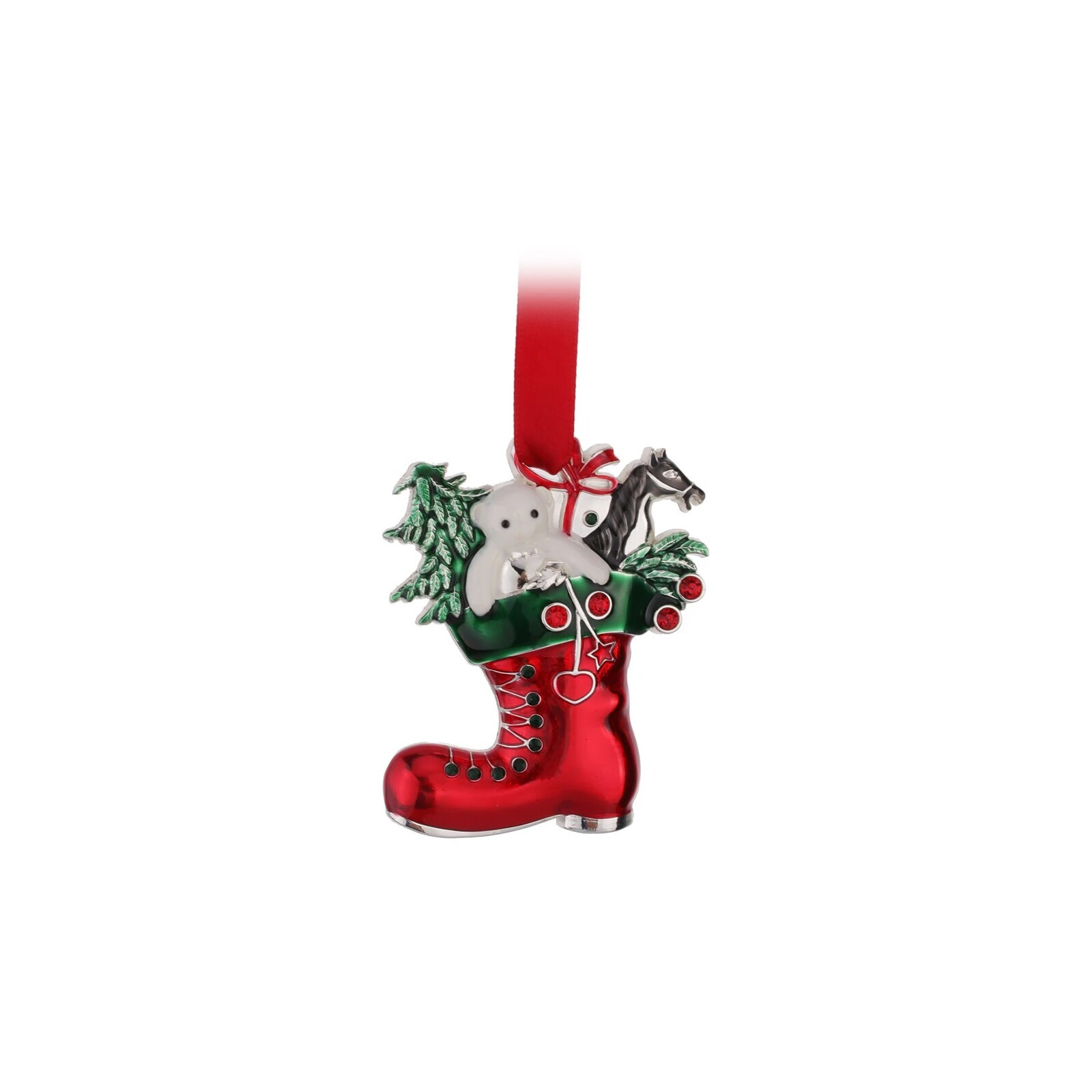 Whitehill Silver Christmas Boot Hanging Ornament 6cm