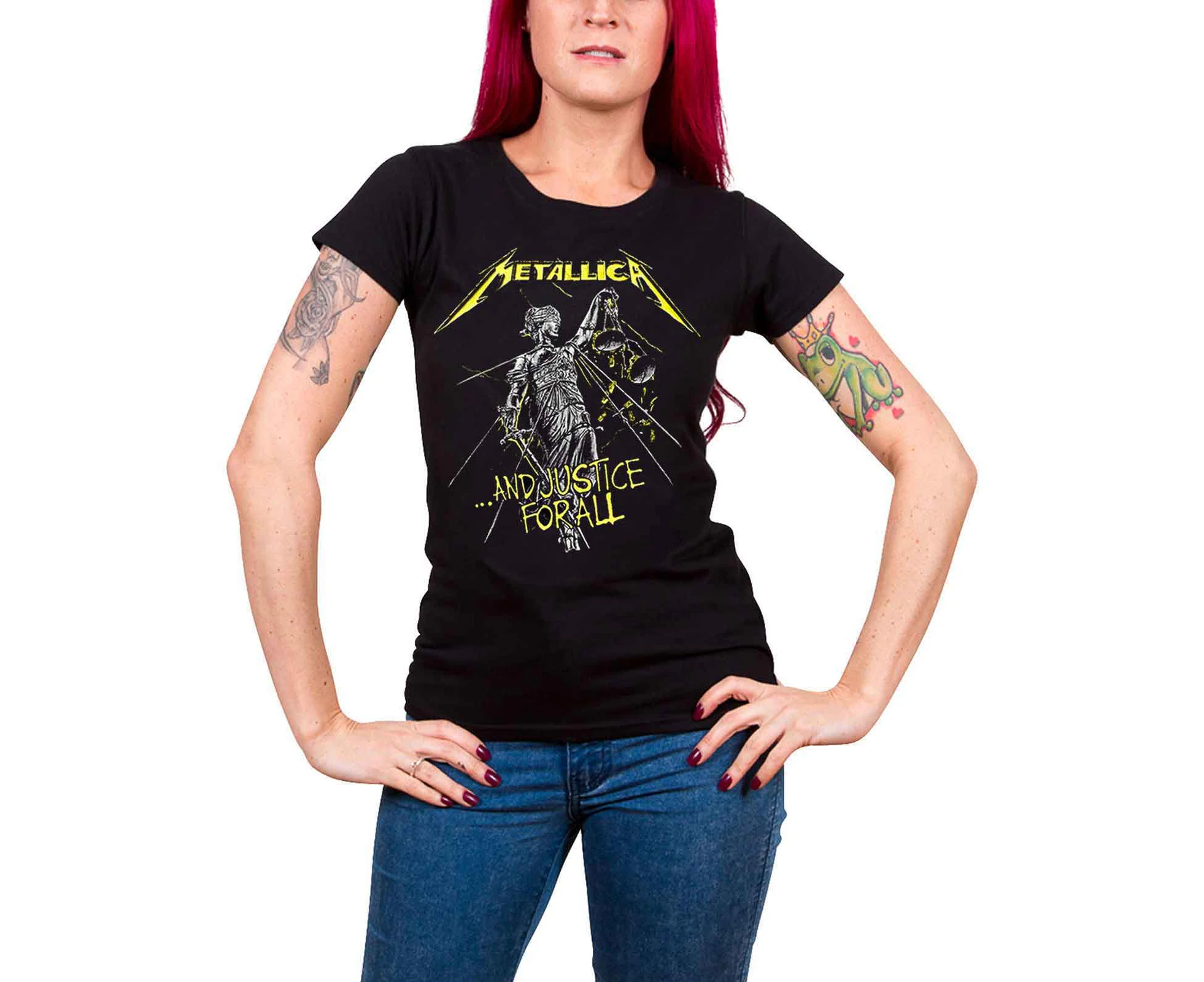 Metallica T Shirt And Justice For All Tracks Official Womens Skinny Fit - Black