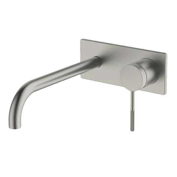 Poco Knurled Wall Basin/Bath Set 220mm Brushed Nickel