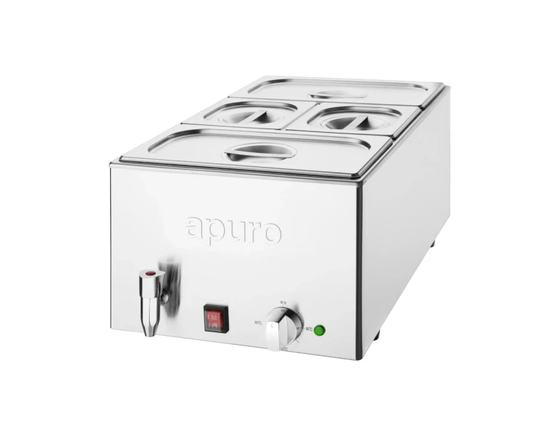 Apuro Bain-Marie with Tap & Pans 2x GN 1/3 2x GN 1/6