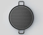 SOGA 2X 28cm Ribbed Cast Iron Frying Pan Skillet Coating Steak Sizzle Platter