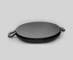 SOGA 2X 28cm Ribbed Cast Iron Frying Pan Skillet Coating Steak Sizzle Platter