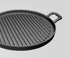 SOGA 2X 28cm Ribbed Cast Iron Frying Pan Skillet Coating Steak Sizzle Platter