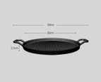 SOGA 2X 28cm Ribbed Cast Iron Frying Pan Skillet Coating Steak Sizzle Platter