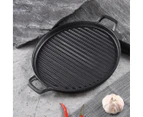 SOGA 2X 28cm Ribbed Cast Iron Frying Pan Skillet Coating Steak Sizzle Platter