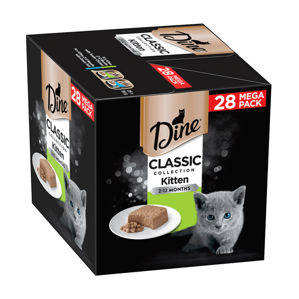 Dine Classic Collection Kitten 2-12 months with Tender Chicken & with Ocean Fish Wet Cat Food 28pk