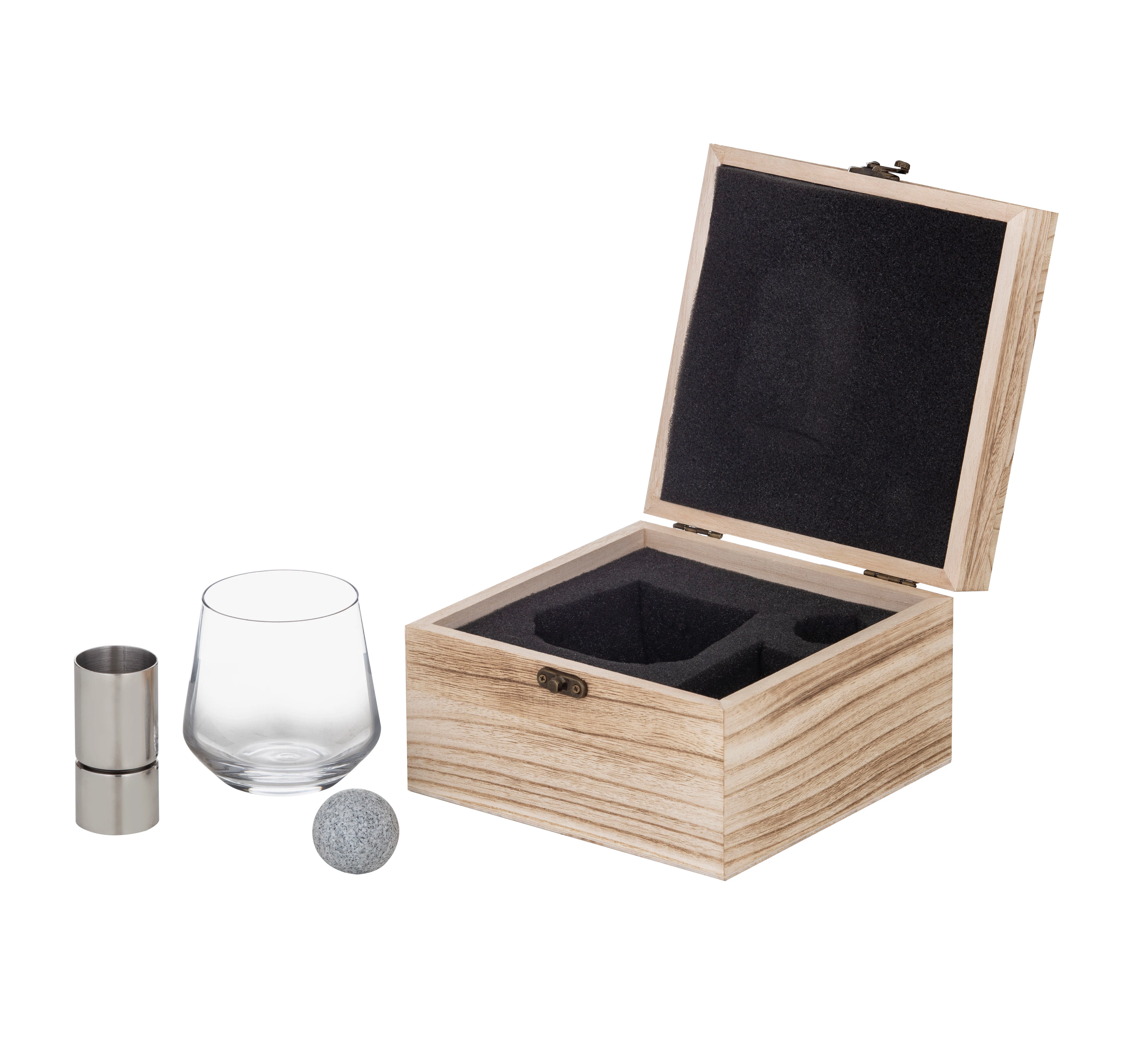 Maverick Flinders Whisky Gift Set Includes Whiskey Glass Jigger and Chilling Stone Wooden Gift Box