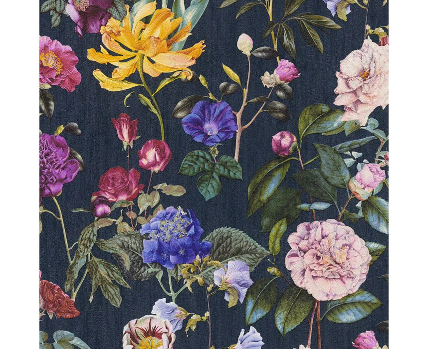 AS Creation Jette Flowers Wallpaper Navy