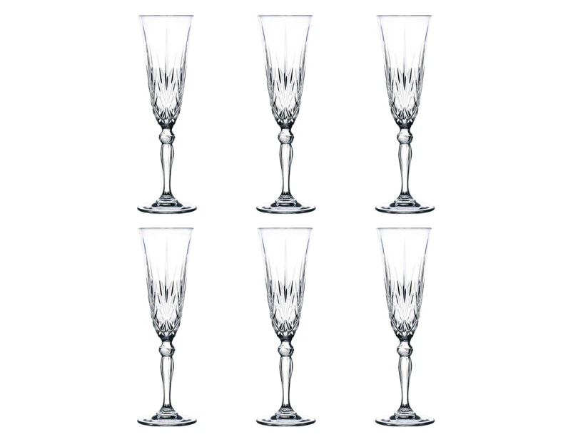 RCR Crystal Melodia Champagne Flutes 160ml Set of 6