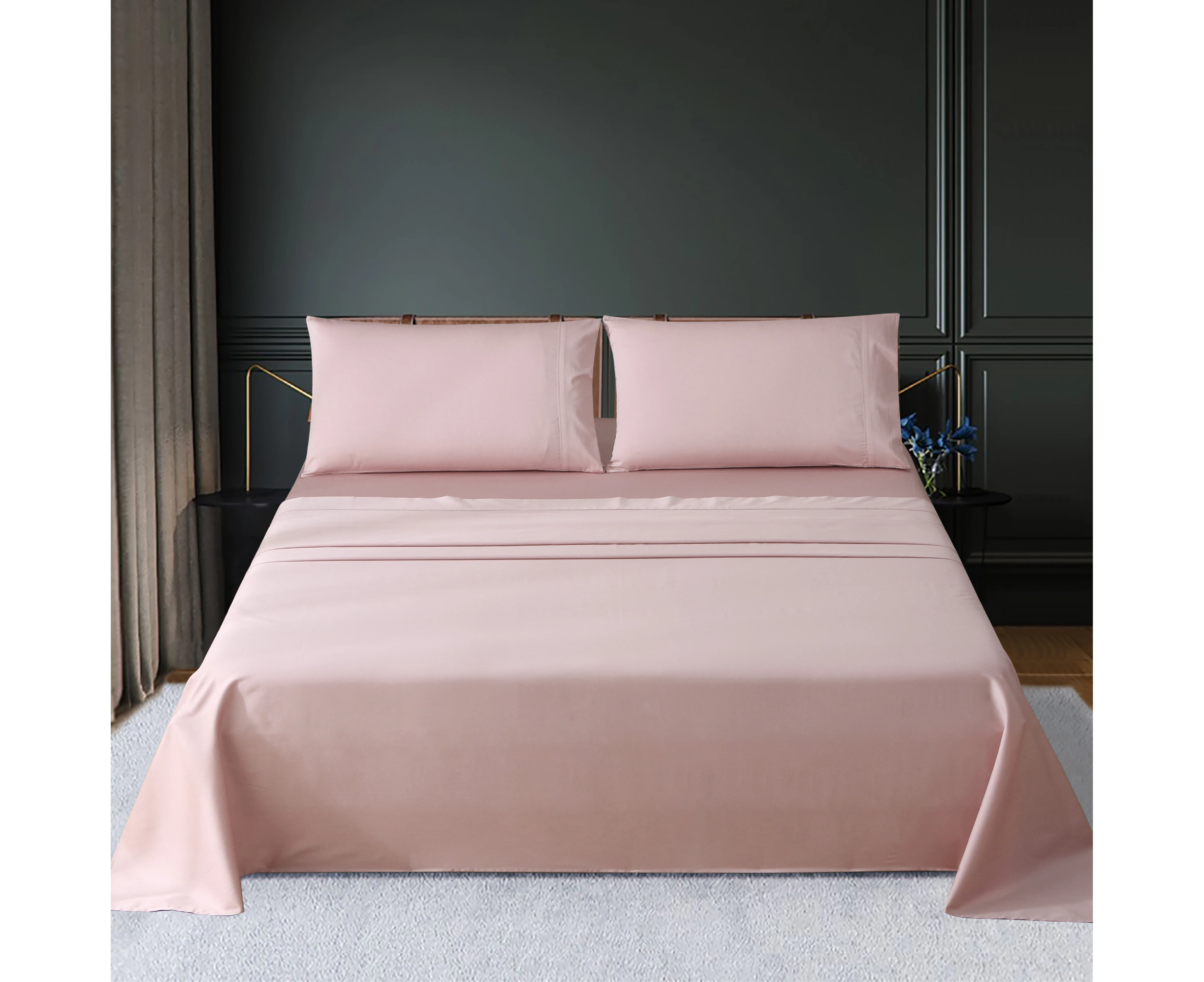 Justlinen Luxury 500 Tc King Size Cotton Bedding Bed Sheet Set - Mauve