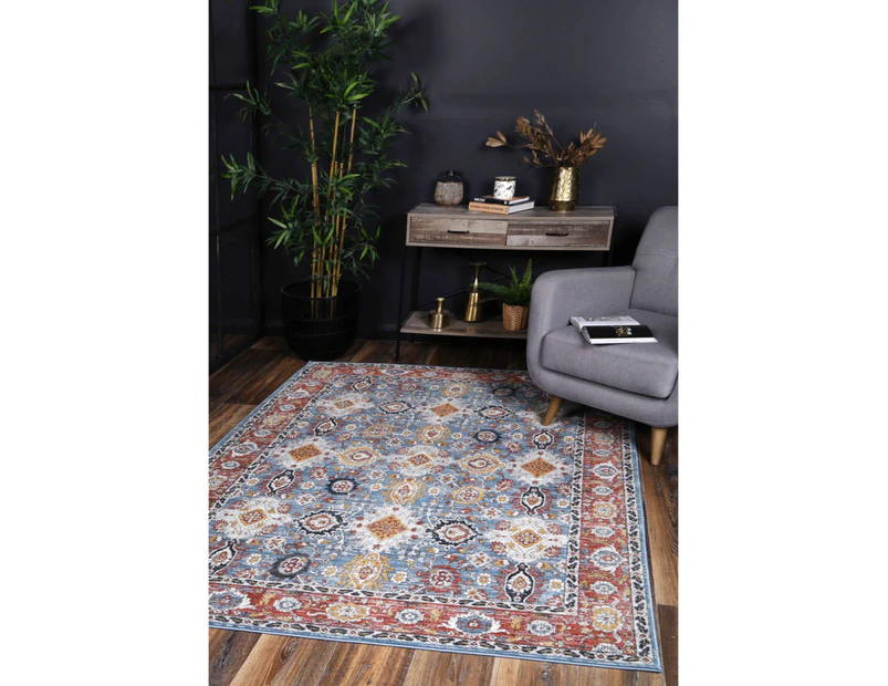 Belvedere Transitional Charcoal And Blue Rug