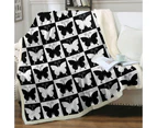 Black and White Checkered Butterflies Throw Blanket