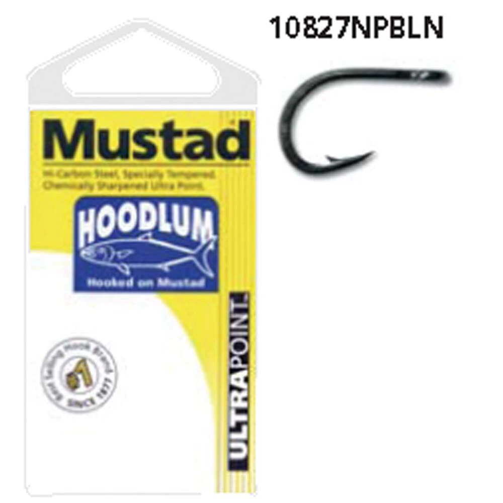 Mustad 10827NPBLN Hoodlum 4x Strong Live Bait Fishing Hook Pre Pack #2/0