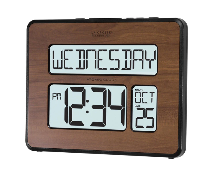 La Crosse Digital Back Light Wall Clock Walnut 513-1419BL-WA