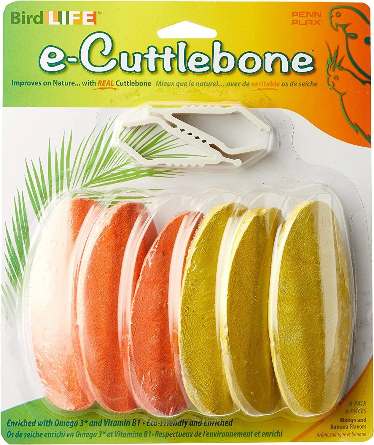 Penn Plax Bird Life E-Cuttlebone Mango/Banana Flavor 6pk 13cm