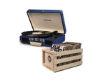 Crosley Cruiser Deluxe Portable Turntable Blue + Free Record Crate