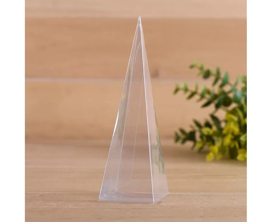 10 Pack - 10 x 4 x 4cm PVC Clear Plastic Cone Pyramid Triangle Shaped Small Clear Gift Box - Weddding Party Event Bomboniere Favour