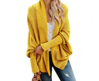 Strapsco Women's Batwing Knitted Oversized Slouchy Solid Cardigan Sweater Knit Outwear-Yellow