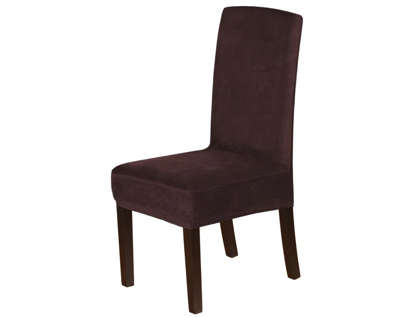 Dining Chair Covers Velvet Plush Stretch Chair Slipcovers for Wedding/Party, 43cm x 45cm x 65cm, Brown - Brown