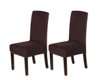 Dining Chair Covers Velvet Plush Stretch Chair Slipcovers for Wedding/Party, 43cm x 45cm x 65cm, Brown - Brown