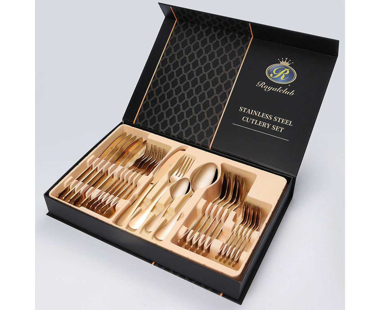 Royalclub Stainless Steel 24pcs Cutlery Sets in 7 Colours - Gold