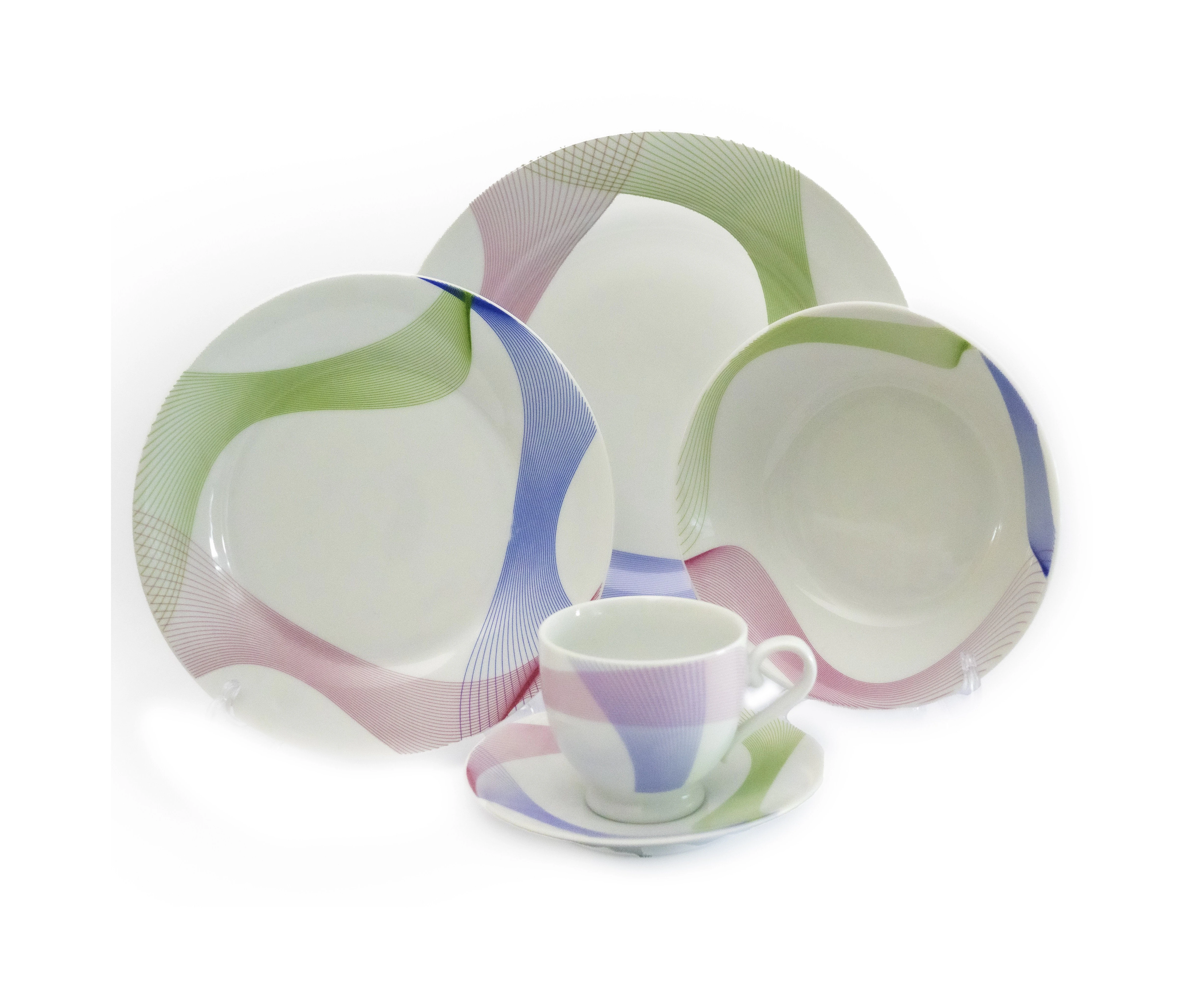 ROYAL FERNWOOD PORCELAIN 3 COL Decal 20pcs Dinner Set