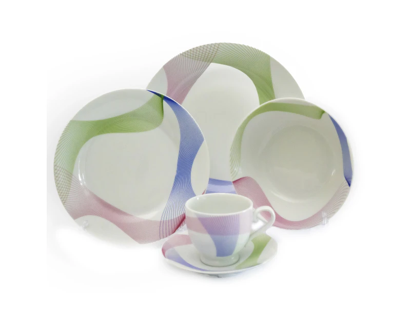 ROYAL FERNWOOD PORCELAIN 3 COL Decal 20pcs Dinner Set