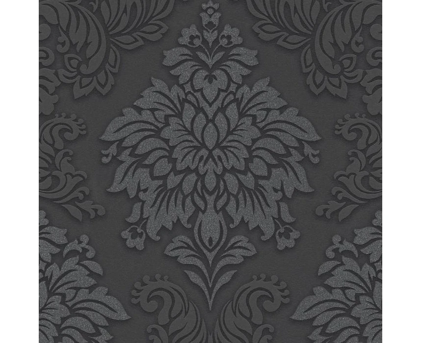 Metropolitan Stories Lizzy London Baroque Damask Motif Wallpaper Charcoal