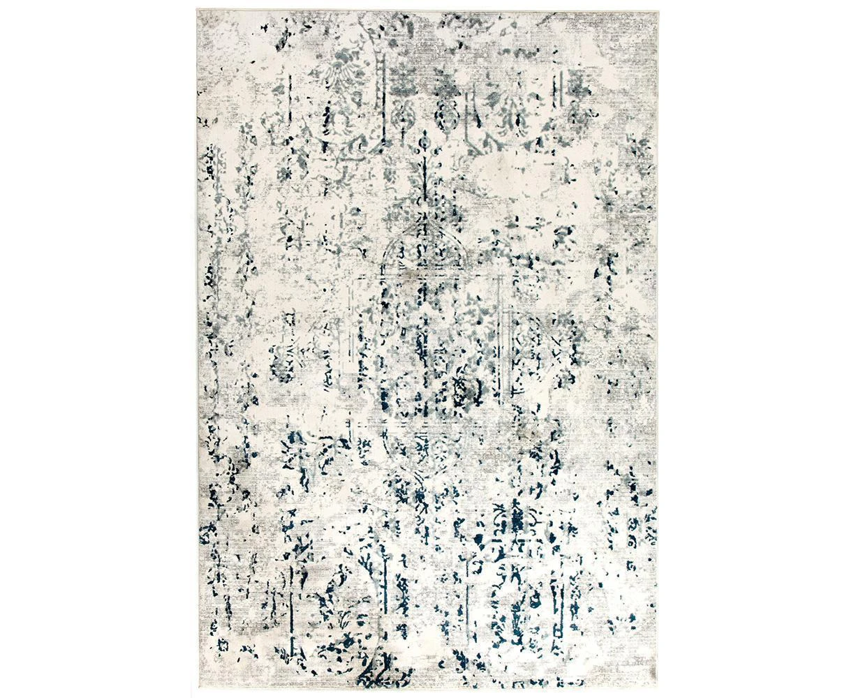 Keisha Farah Distressed Rug White Blue Grey - 300X80CM