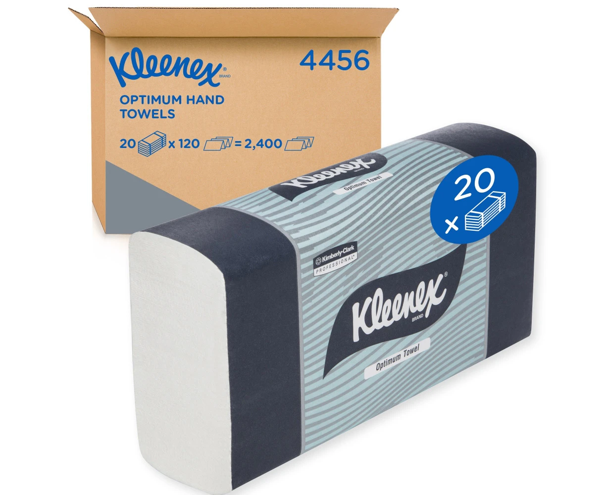 Kleenex 4456 Optimum Hand Towel Folded - 30.5Cm X 24Cm White Carton (20 Packs)