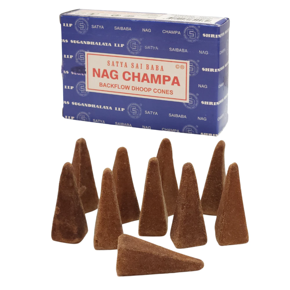 10 Backflow Incense Cones Satya Nag Champa Original Scented 1 Pack