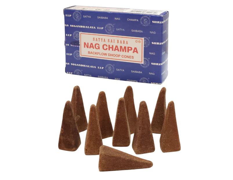 10 Backflow Incense Cones Satya Nag Champa Original Scented 1 Pack