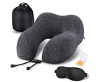 Travel Pillow Memory Foam Neck Pillow, Black Grey