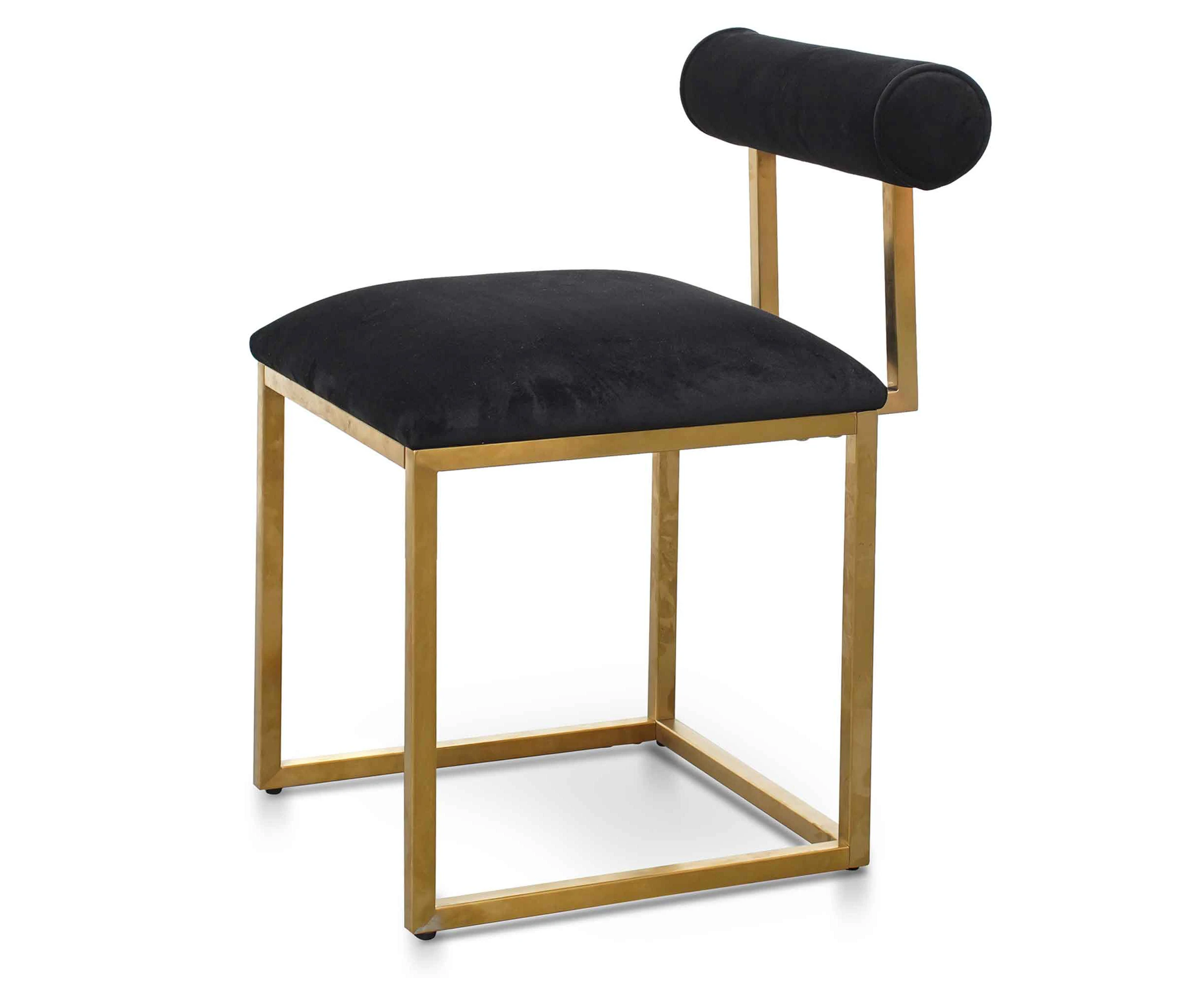 Prato Black Velvet Occasional Chair - Brushed Gold Base