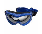 Junior goggles clear lens for kids children motorbike motorcycle MX offroad dirt bike trail bike - Blue + Clear