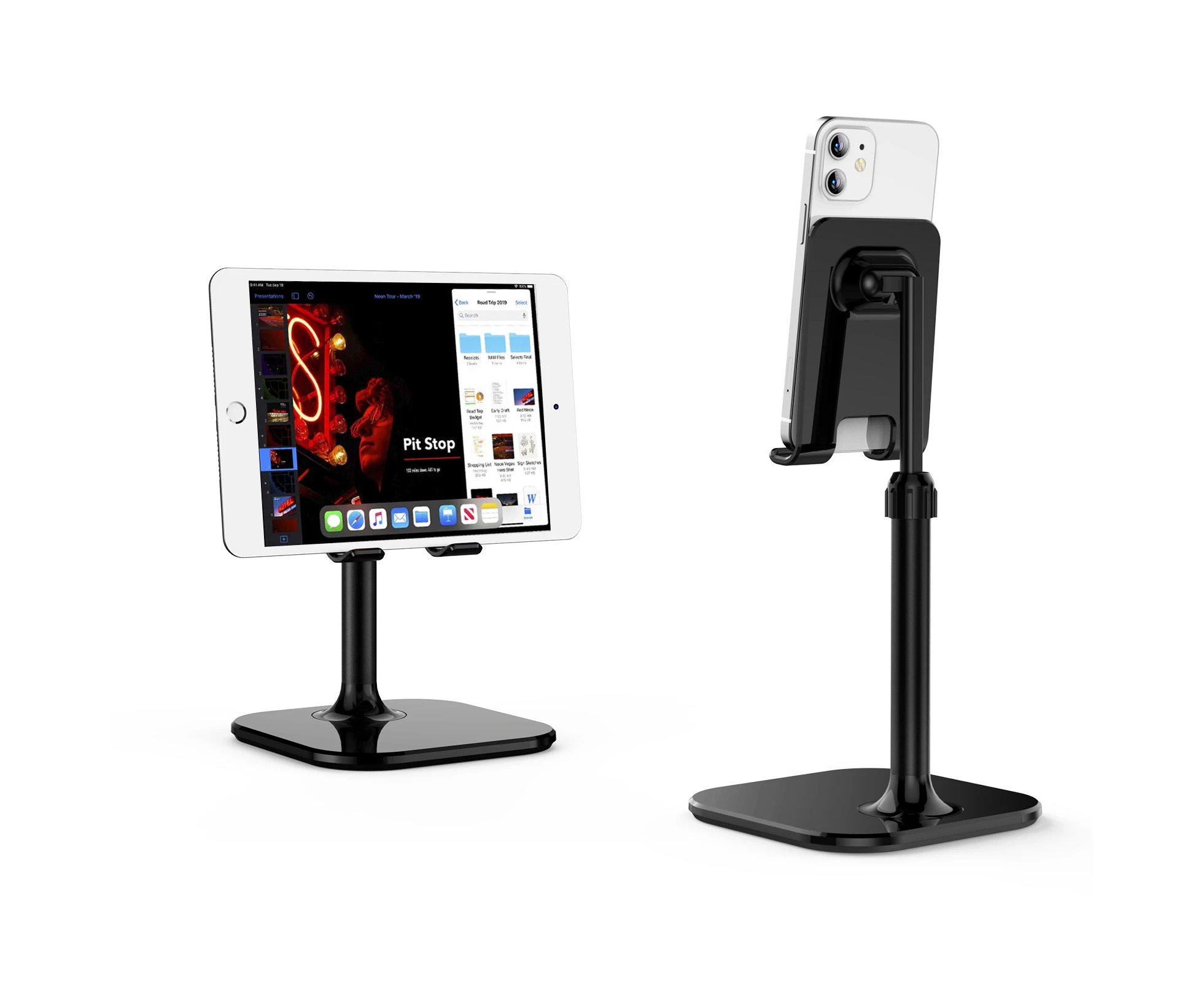 TIANLI Cell Phone Stand Angle Height Adjustable Phone Stand for Desk-Black