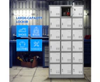 18 Doors Metal Steel Locker Gym Office School Home Stationary Storage Cabinet White