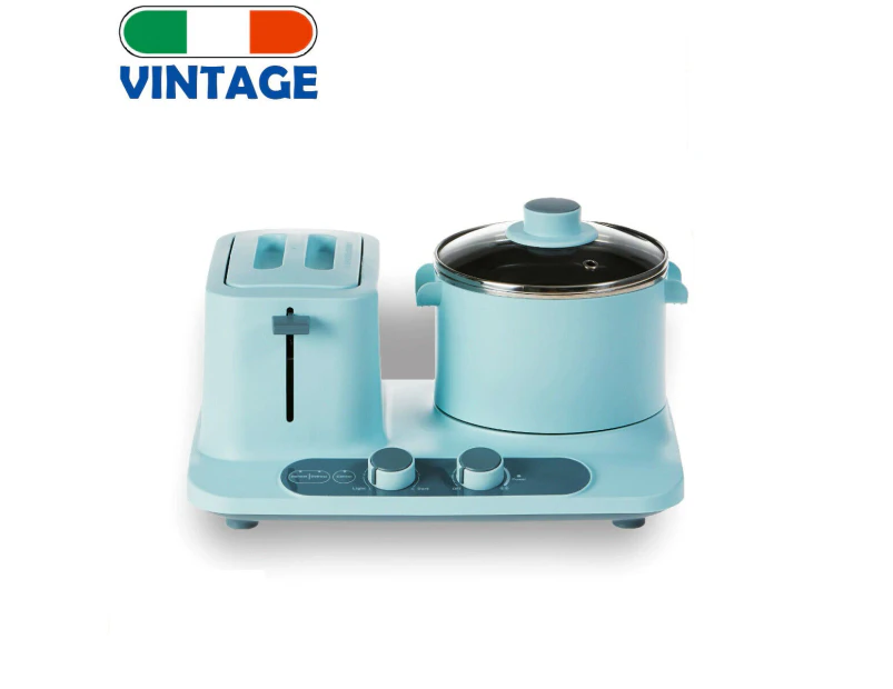 Vintage Electric 2 Slice Toaster Hot Plate Frying Pan Camping Cooking Breakfast Maker - Blue