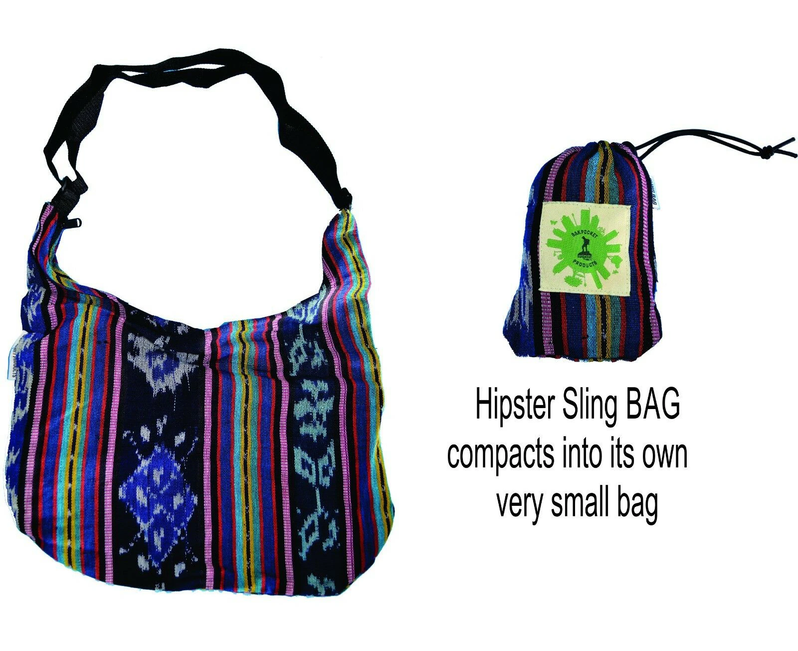 Shoulder Sling Handbag Hand Made Blue Ikat Material