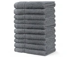 JustLINEN 500GSM 10Pieces Face Washers Towels 30x30cm Set-Charcoal