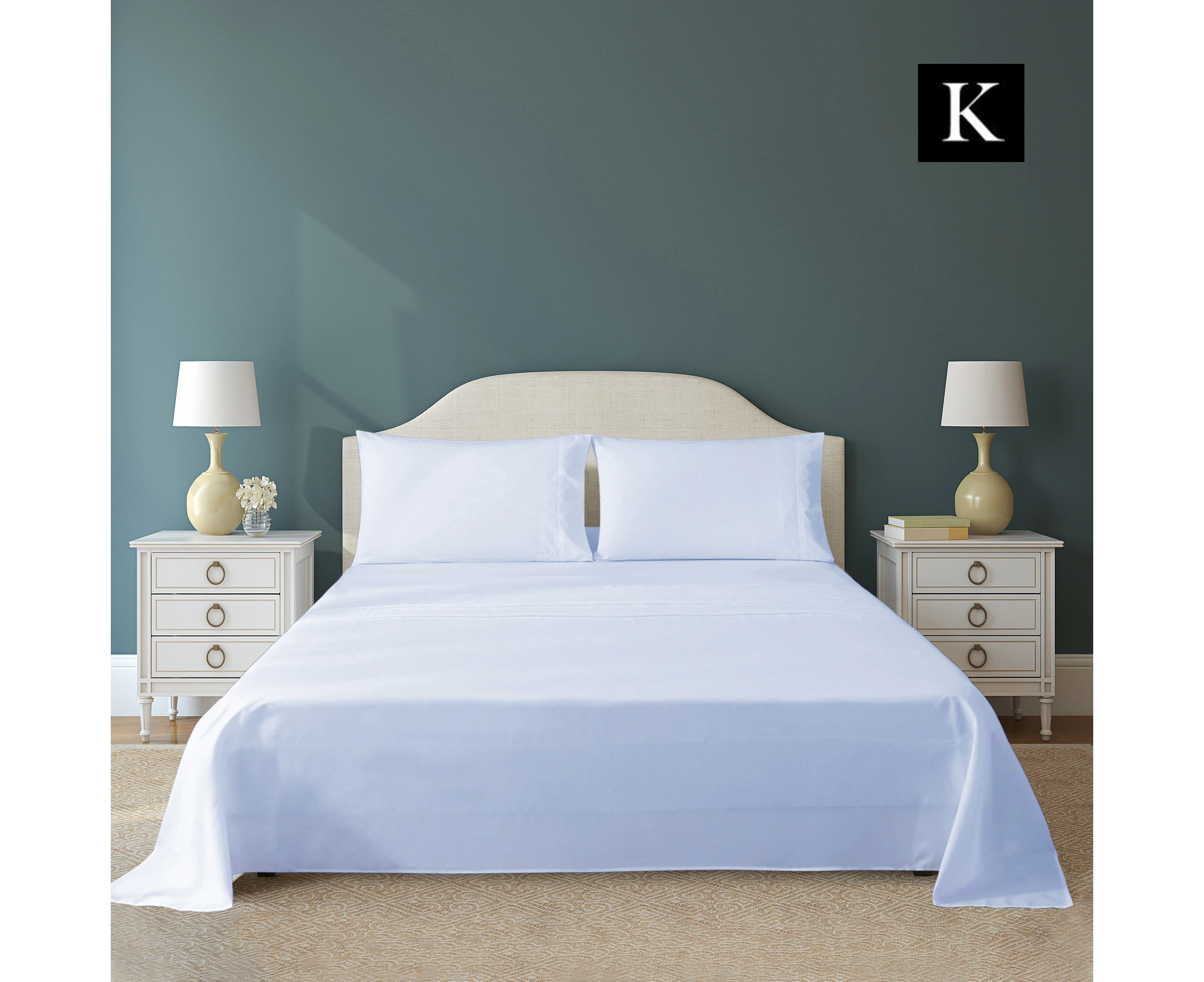 JustLINEN 300 TC King Size Bedding Soft Bed Sheet Set - Light blue